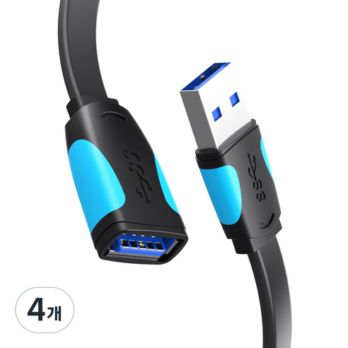벤션 칼국수형 USB 3.0 고속 연장케이블 블랙, 4개, 2m