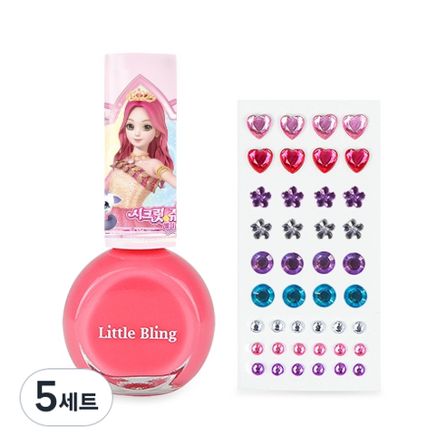 리틀블링 시크릿쥬쥬 별의여신 쥬얼리네일세트, 데이트핑크, 5세트