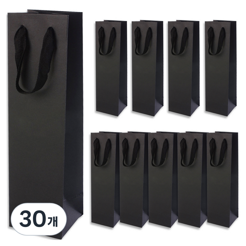 골든래빗 와인C 컬러 와인 종이백 9 x 28 x 8 cm, 블랙, 30개