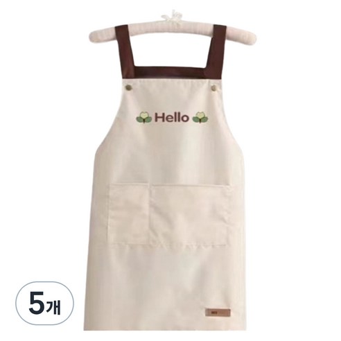 프리미엄 포켓 방수 앞치마, 베이지, 5개