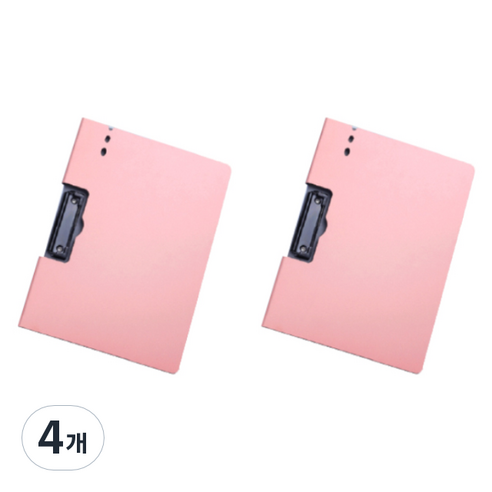 안다미 가로형 클립보드 파일 사무용 A4, 4개, 핑크