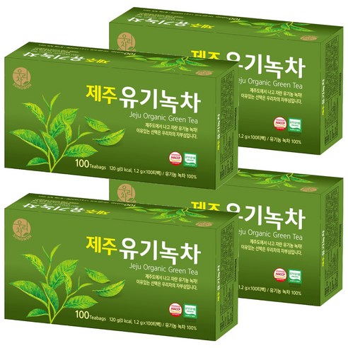 우리차 제주 유기녹차, 1.2g, 100개입, 4개