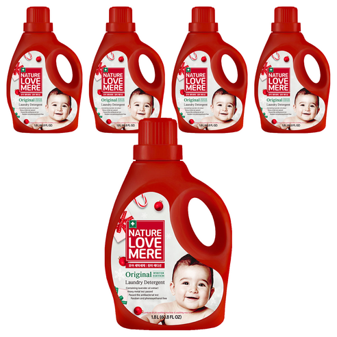 네이쳐러브메레 윈터 에디션 유아 세제 용기형, 1.8L, 5개
