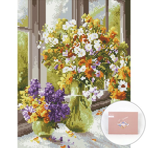 아트조이 DIY 보석십자수 캔버스형 30 x 40 cm, 한가로운 아침, 1세트