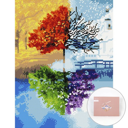 아트조이 DIY 보석십자수 캔버스형 30 x 40 cm, 지혜의 나무, 1세트