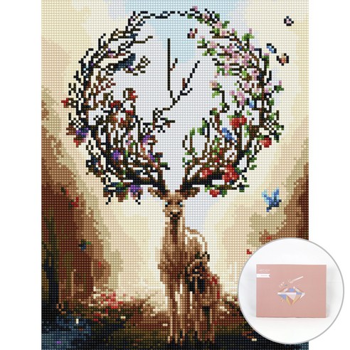 아트조이 DIY 보석십자수 캔버스형 30 x 40 cm, 꿈에서 본 꽃사슴, 1세트