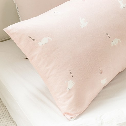 사랑스러운 핑크빛 위로, 쉬즈홈 순면 일자형 등 쿠션 커버