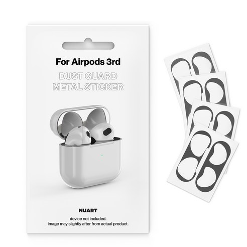 누아트 에어팟3세대 메탈 철가루 방지 스티커 4개입, 블랙