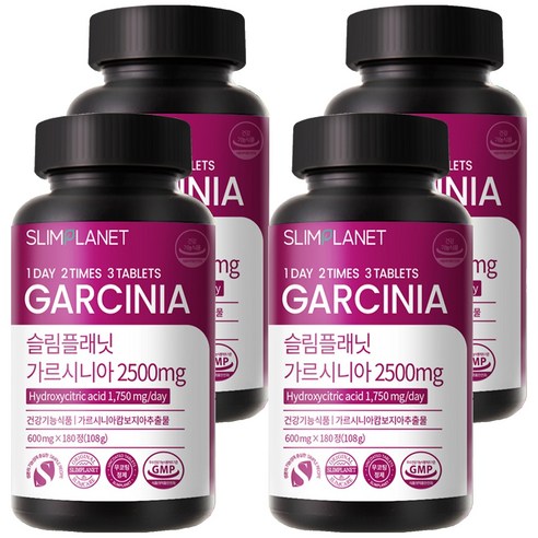 슬림플래닛 가르시니아 2500mg 다이어트 보조제 108g, 180정, 4개
