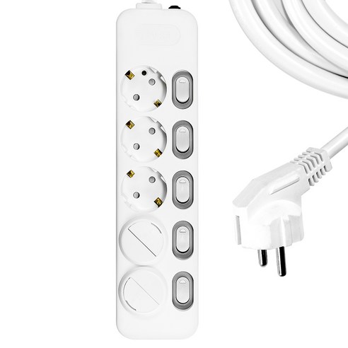 써지오 개별 안전커버 멀티탭 5구 DH-1658-MT + 안전커버 2p, 1m, 1세트