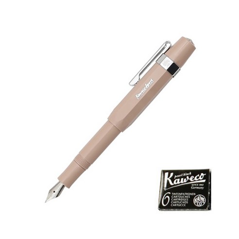 카웨코 스포츠 스카이 만년필 + 잉크카트리지 6p 세트, EF, 마키아토(만년필), 블랙(카트리지)