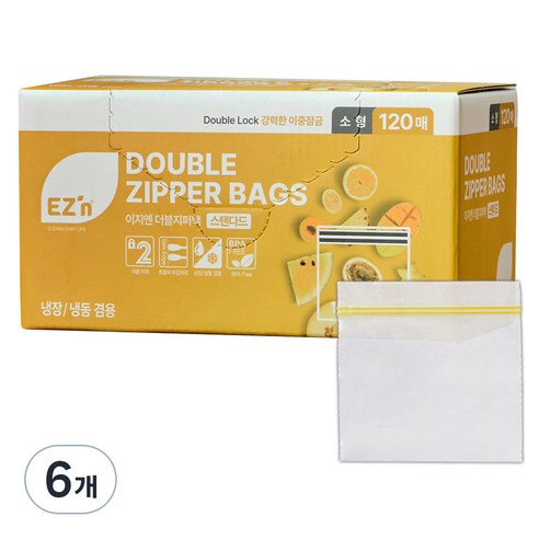 EZn이지엔 스탠다드 더블지퍼백 냉장 냉동 겸용, 소(S), 120개입, 6개