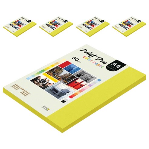 종이문화 프린트 프로 칼라 복사용지 No 08 브라이트옐로우 80g, A4, 625매