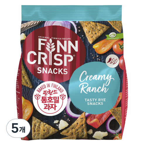 핀크리스프 통 호밀 스낵 크리미 랜치, 150g, 5개