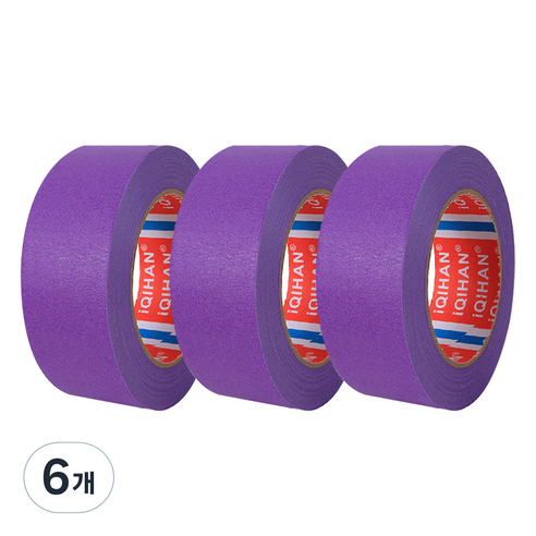 다다 칼라 마스킹 종이테이프 25mm x 15m, 퍼플, 6개
