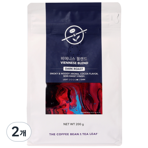 커피빈 비에니스 블렌드 원두, 홀빈(분쇄안함), 200g, 2개