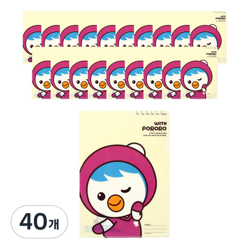 뽀로로 위드 L자 홀더 파일 A4, 패티, 40개