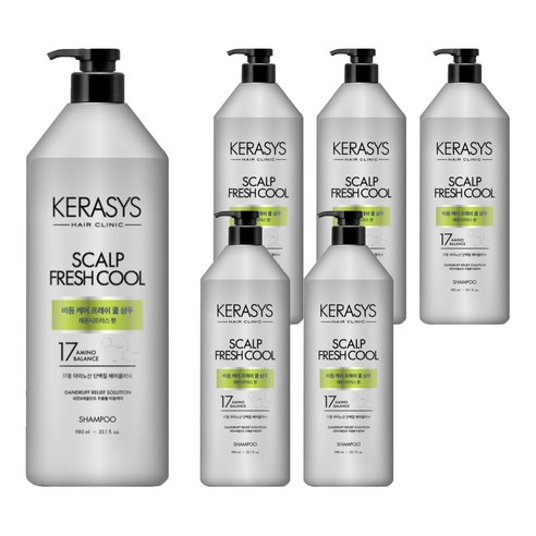 케라시스 두피 비듬케어 프레쉬쿨 단백질 샴푸 레몬시트러스향, 980ml, 6개