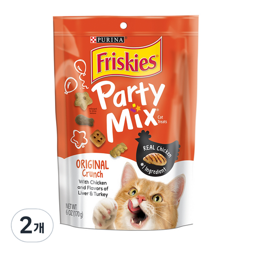 프리스키 파티믹스 멀티팩 고양이 간식 170g, 오리지날(리얼치킨 + 간 + 칠면조 혼합맛), 2개