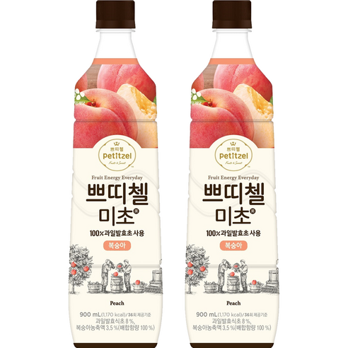 쁘띠첼 미초 복숭아 식초, 900ml, 2개