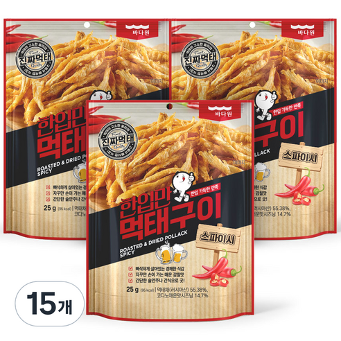 바다원 한입만 먹태구이 스파이시, 15개, 25g