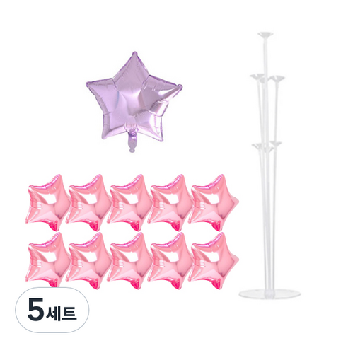 파티쇼 풍선꽂이장식세트 70cm, 별핑크라벤다, 5세트