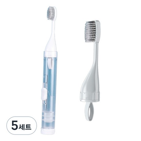 미빌 휴대용 접이식 칫솔 치약 소분 여행용 케이스 + 리필 칫솔 세트 화이트, 5세트