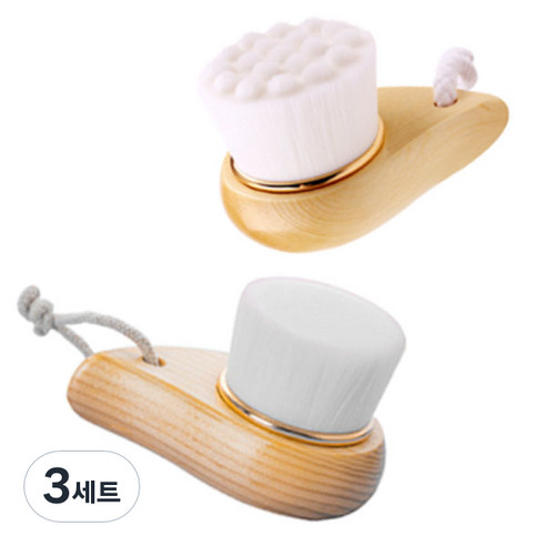 에코터치 우드 핸들 클렌징 브러쉬 + 앰보싱 클렌징 브러쉬 세트, 혼합색상, 3세트