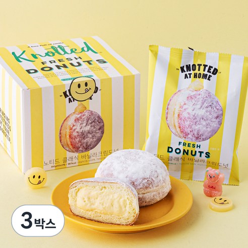 노티드 클래식 바닐라 크림 도넛, 100g, 3개입, 3박스