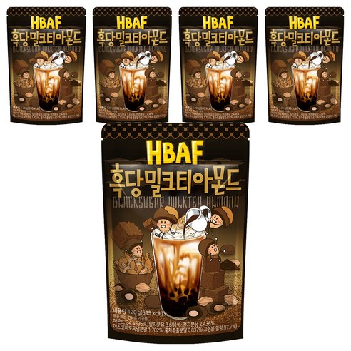 바프 흑당 밀크티 아몬드, 120g, 5개