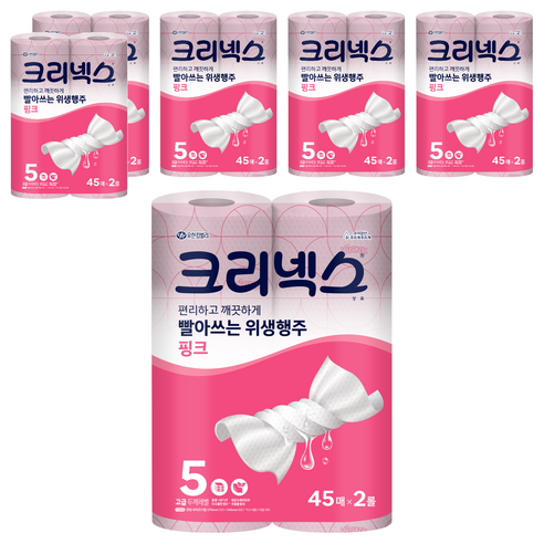 크리넥스 빨아쓰는 위생행주 핑크 45매, 6개, 2롤
