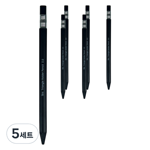 노크식삼각홀더펜슬 6p 세트 12676, 블랙, 5세트