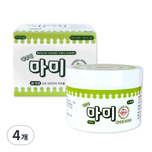 내츄럴마미 베이비 파우더 무석면 땀띠방지, 100g, 4개