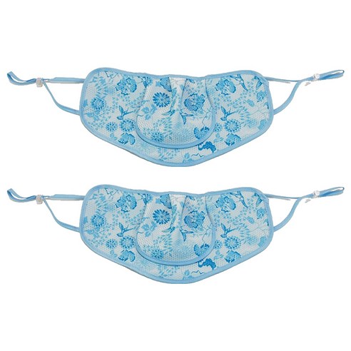 구리원사 2단 T3 꽃무늬 햇빛차단 마스크 24 x 12.5 cm, 1개입, 2개, 블루