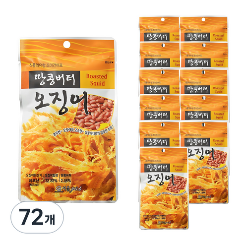 서울지앤비 땅콩버터 오징어, 72개, 18g