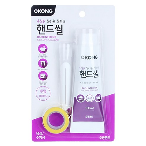 오공 욕실용 핸드씰 투명 100ml – 1개 사각형