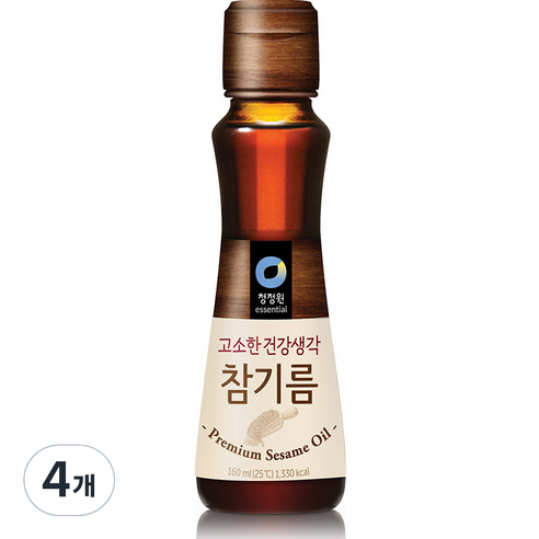 청정원 고소한 건강생각 참기름, 4개, 160ml