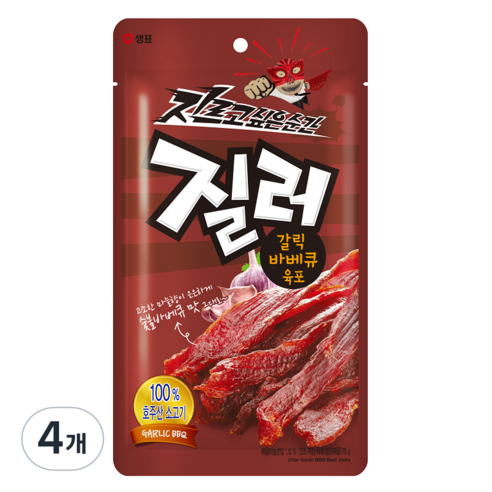 샘표 육포 질러 갈릭바베큐육포 70g, 4개