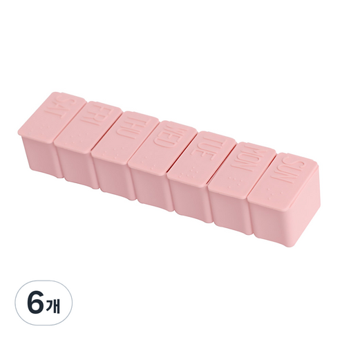 디엠코퍼레이션 알럽홈 데이 큐브 알약 케이스 핑크, 6개