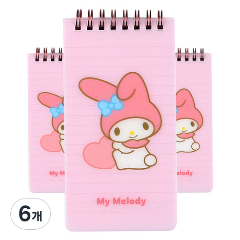 산리오캐릭터즈 PP 상철수첩 80매, 마이멜로디 핑크, 6개