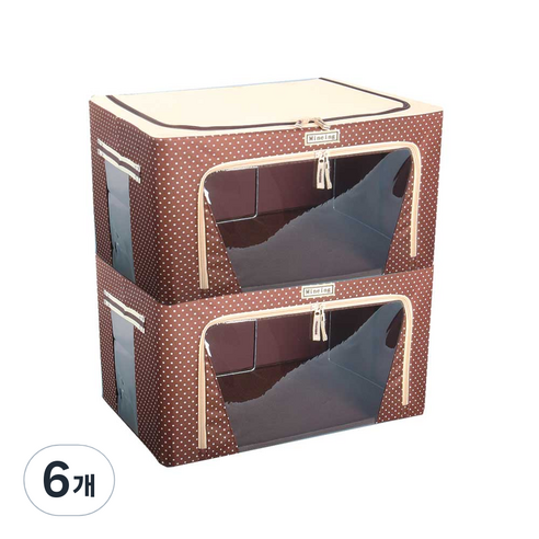 마이닝 모던 리빙박스 66L, 도트브라운, 6개