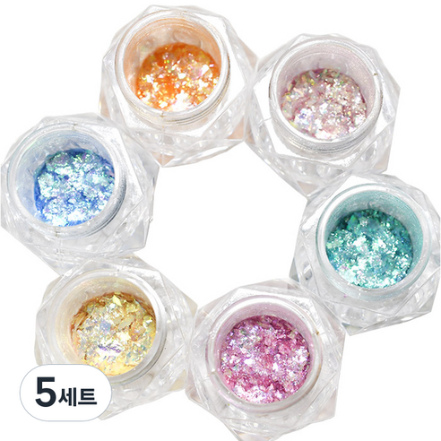 오로라 플레이크 글리터 6종 세트 KN-A4039, 5세트, 혼합색상