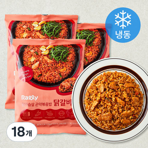 Rally 닭가슴살 곤약볶음밥 닭갈비맛 (냉동), 200g, 18개