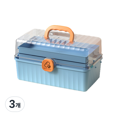 아리코 다용도 3단 구급상자 블루 M, 3개