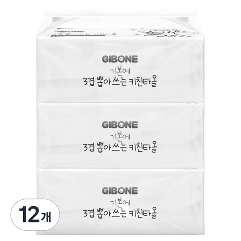 기본에 3겹 뽑아쓰는 각키친타올, 100개입, 12개