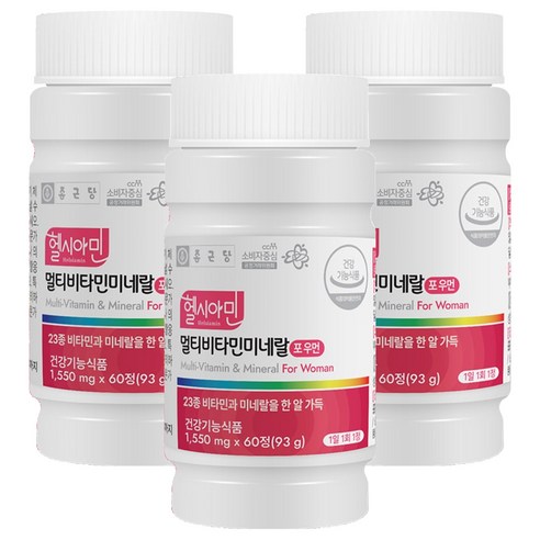 종근당 헬시아민 멀티비타민 미네랄 포우먼 93g, 60정, 3개