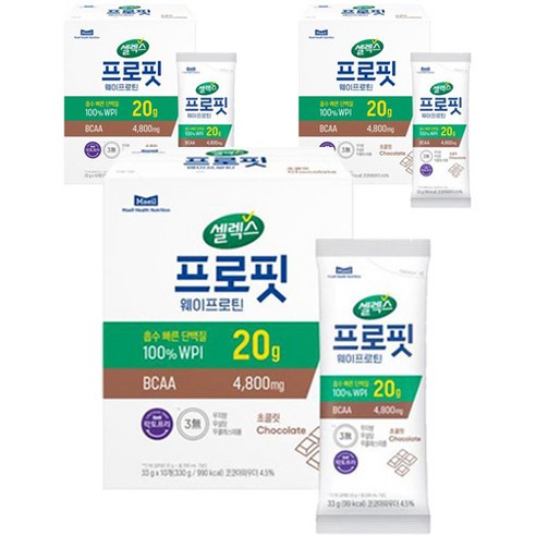셀렉스 프로핏 웨이프로틴 파우더 초콜릿, 330g, 3개