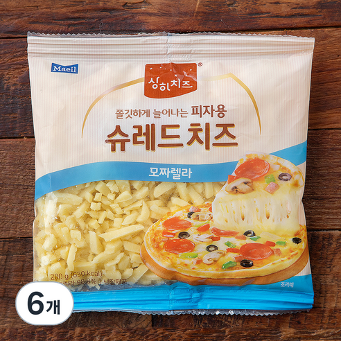 상하치즈 매일유업 모짜렐라 피자용 슈레드 치즈, 200g, 1개입, 6개