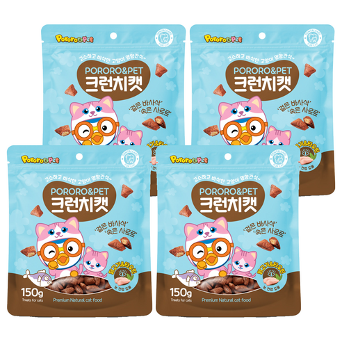 에이비에스엘 뽀로로펫 크런치캣 간식, 닭고기 + 타우린 혼합맛, 150g, 4개