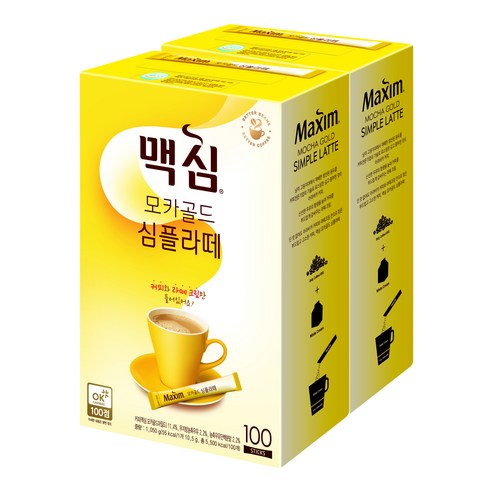 맥심 모카골드 심플라떼 커피믹스, 1개, 2개